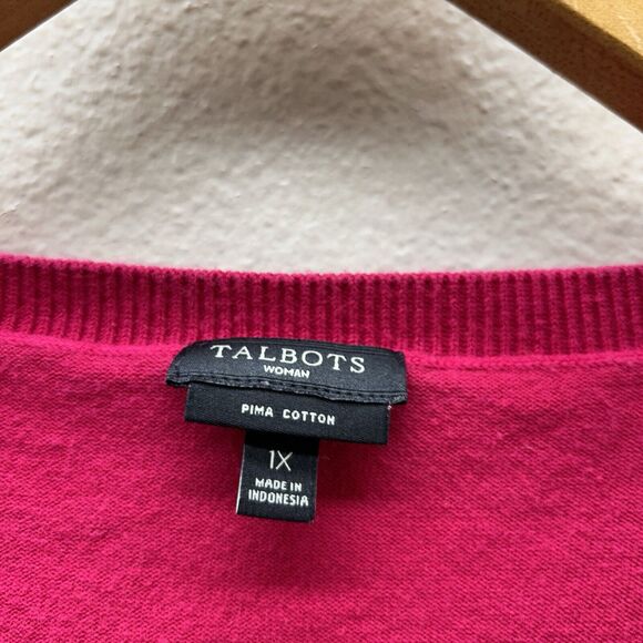 Talbots Plus Size 1X Pink Soft Pima Cotton Blend Scoop Neck Tank Top - Picture 2 of 5